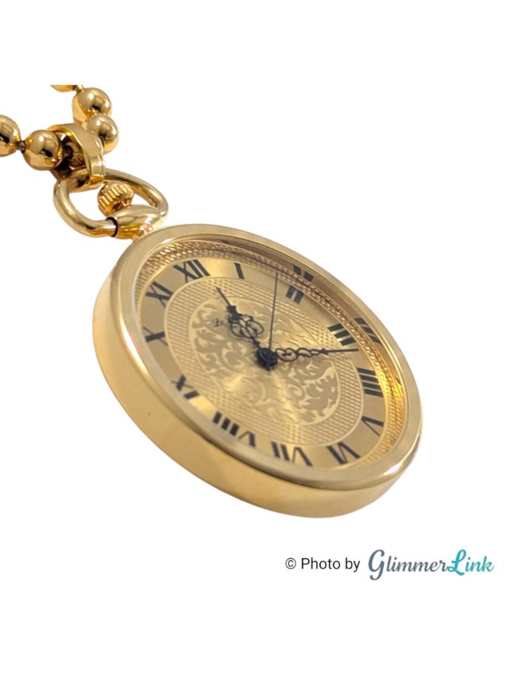 Vintage Le Baron Pendant Watch Necklace Gold Tone Roman Numeral 27 Inch - Picture 2 of 11